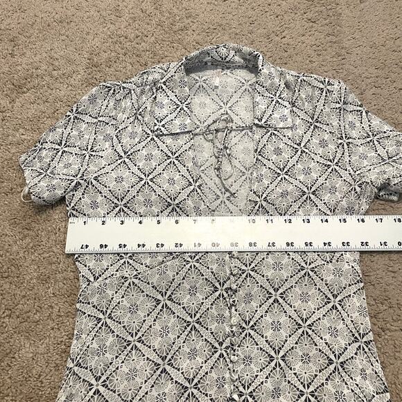 Free People 2 Melody Easy Print v-neck tie front collared dress D2 9068 - Picture 4 of 12